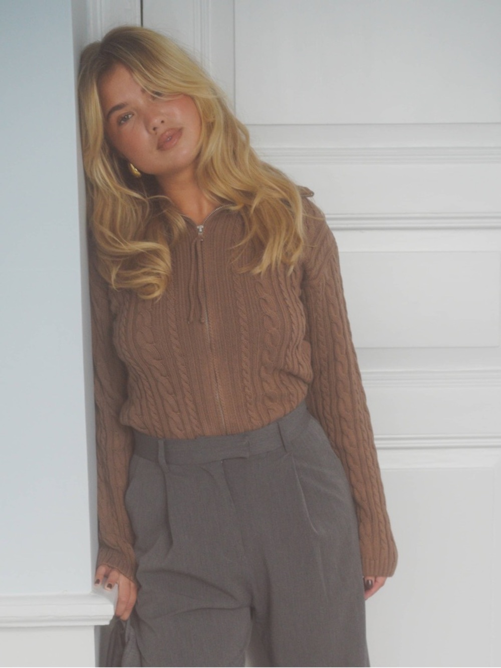 NEW NWT Djerf Avenue Ready Set Go Cardigan Brown